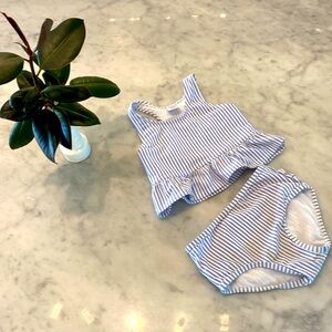 Ruffle Butts Seersucker Periwinkle Blue Toddler Tankini
